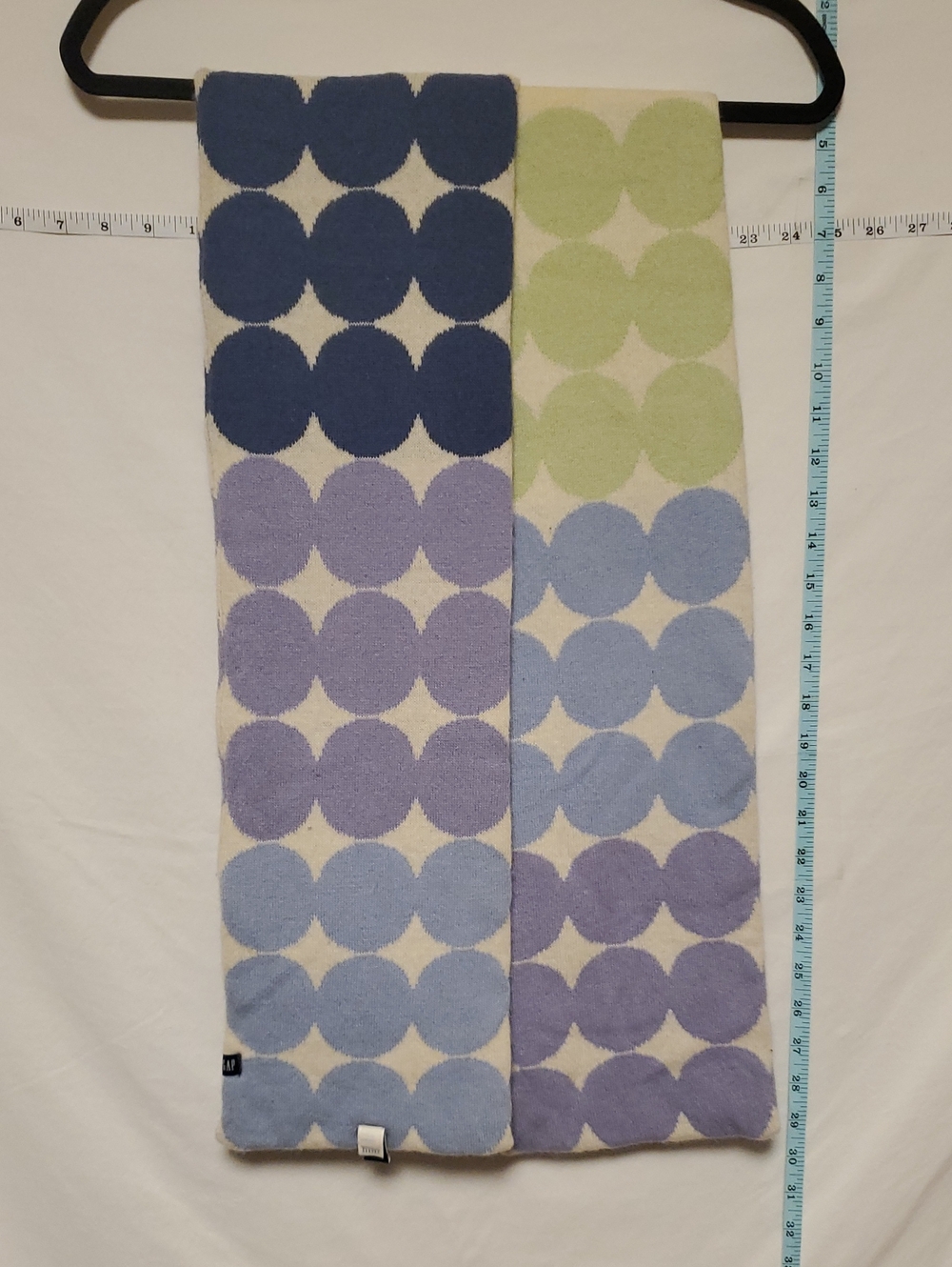 Gap Vintage Wool Polka Dot Scarf  Navy Lavender Light Blue Pale Green Red Orange